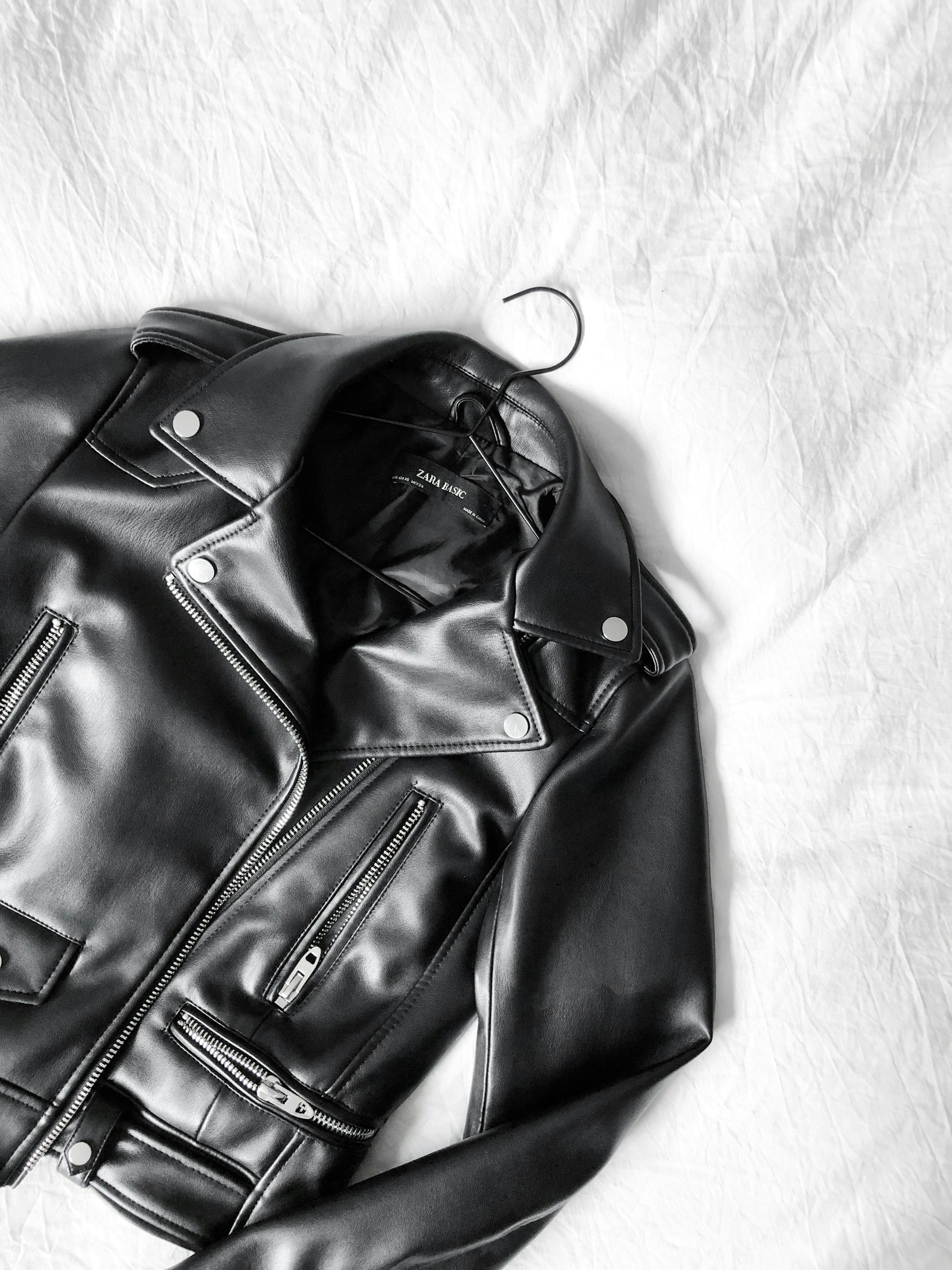 Model wearing premium leather biker jacket — Ellora signature lookbook